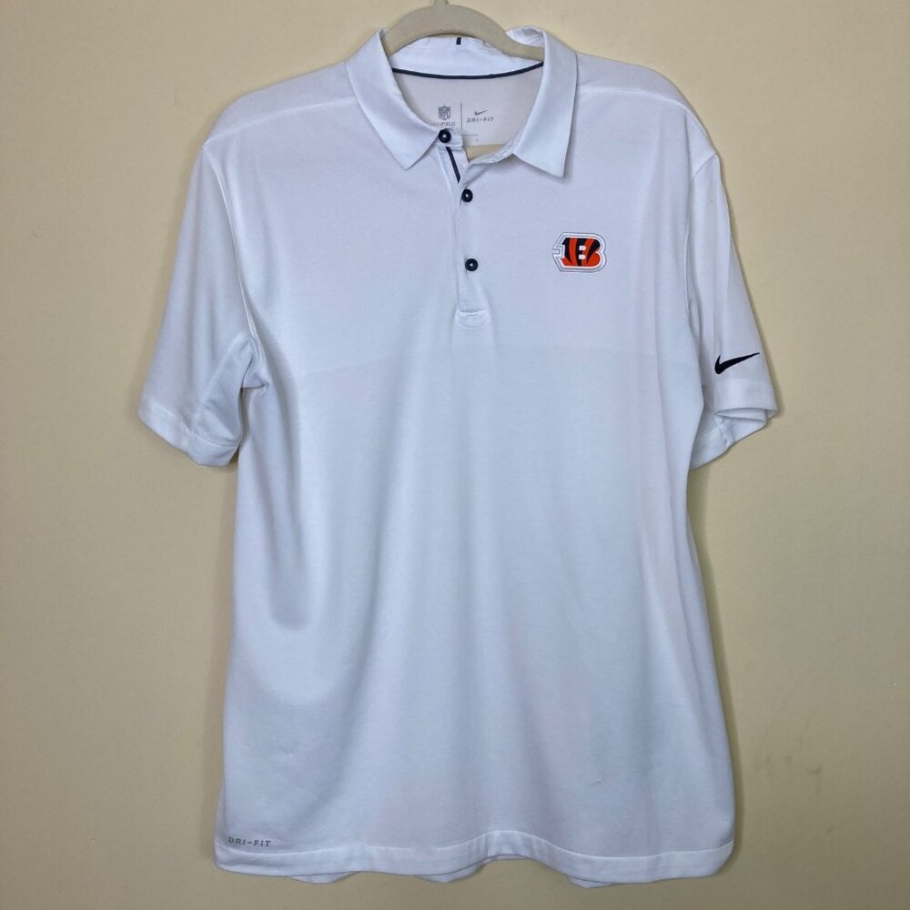 Nike On-Field Dri-Fit Cincinnati Bengals Polo Shirt White Mens Large Polyester